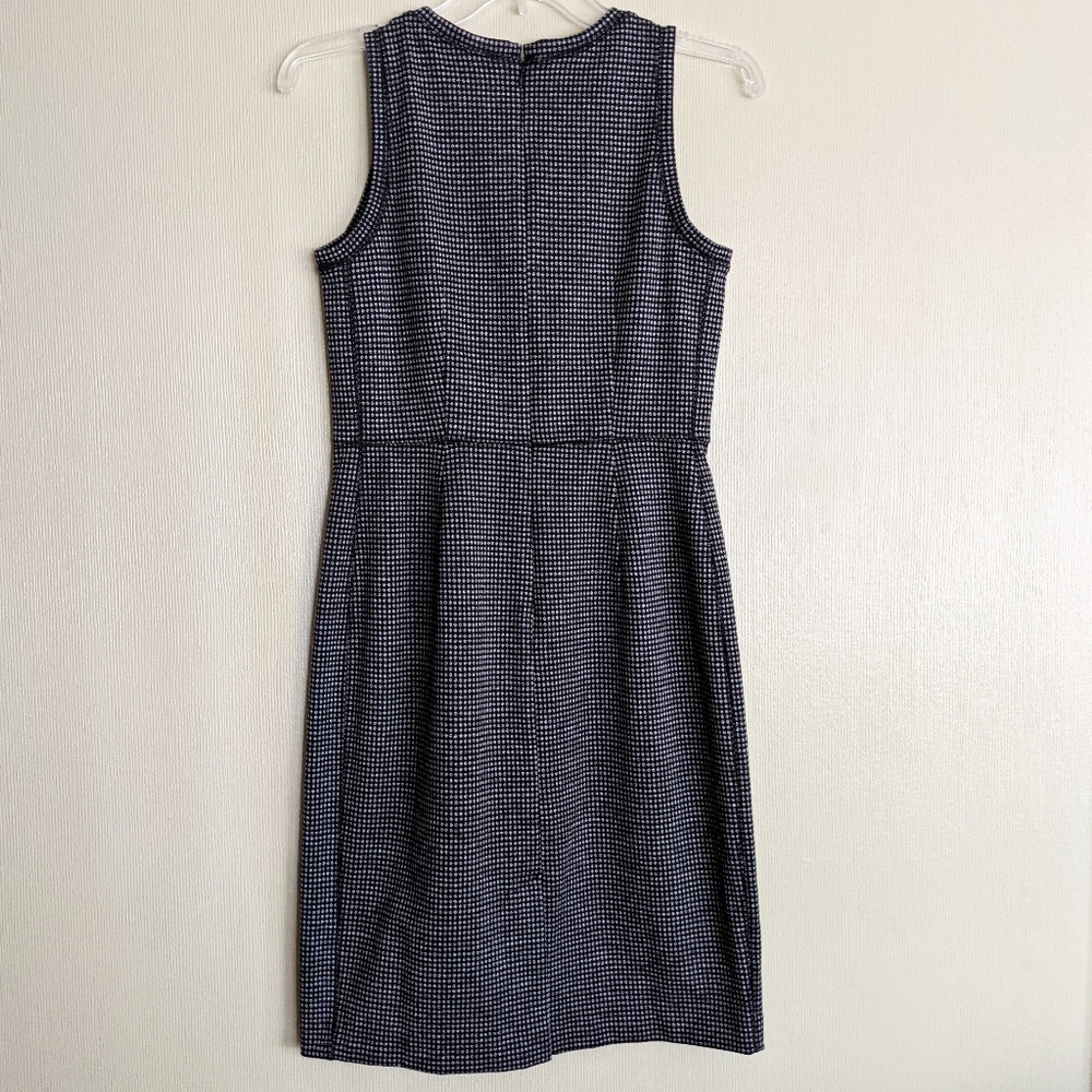 Loft Sheath Dress Black Ponte Knit Patterned Sleeveless - Picture 10 of 17
